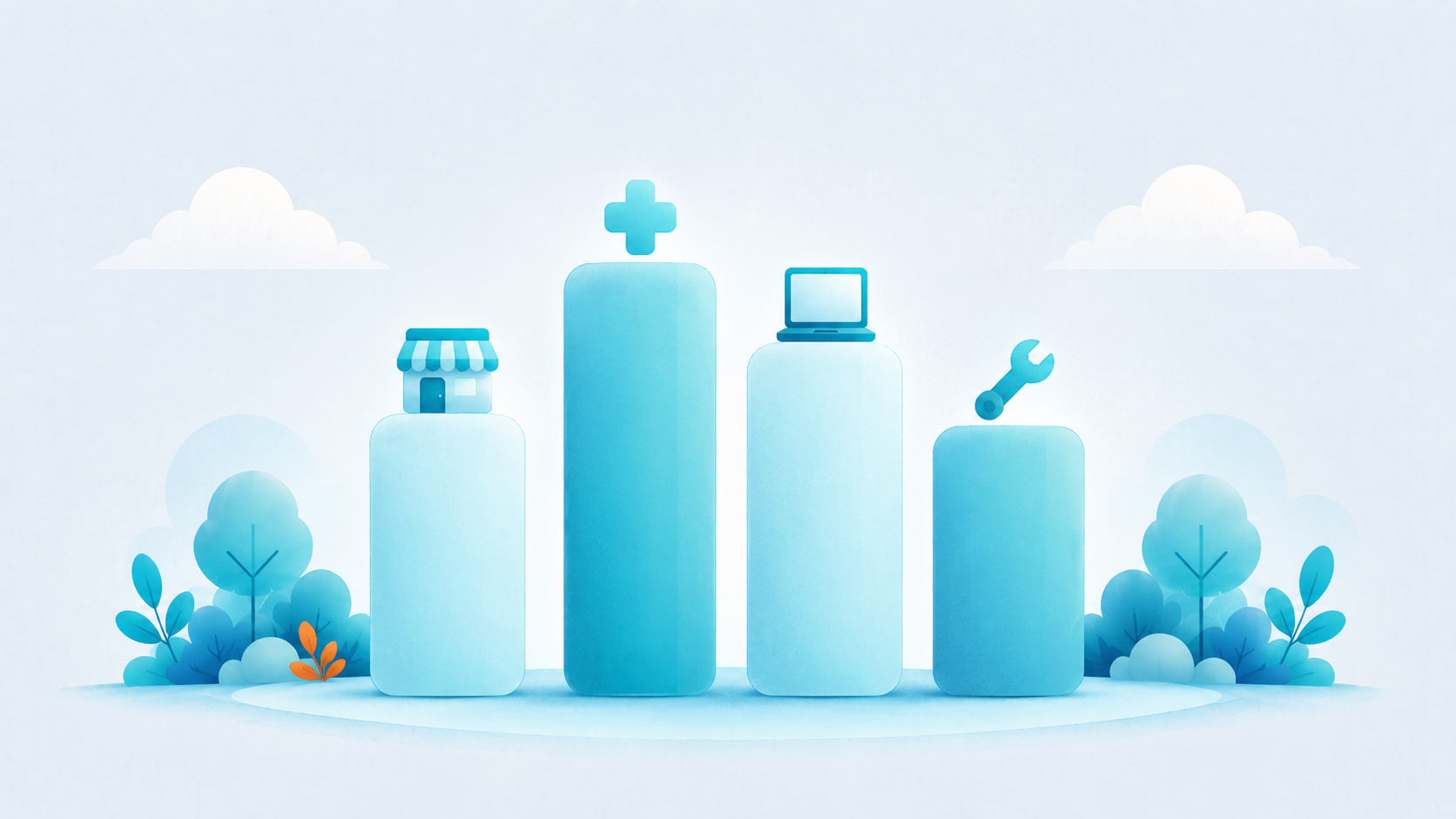 A soft bar chart with small industry icons showing how cyber insurance premiums vary by industry