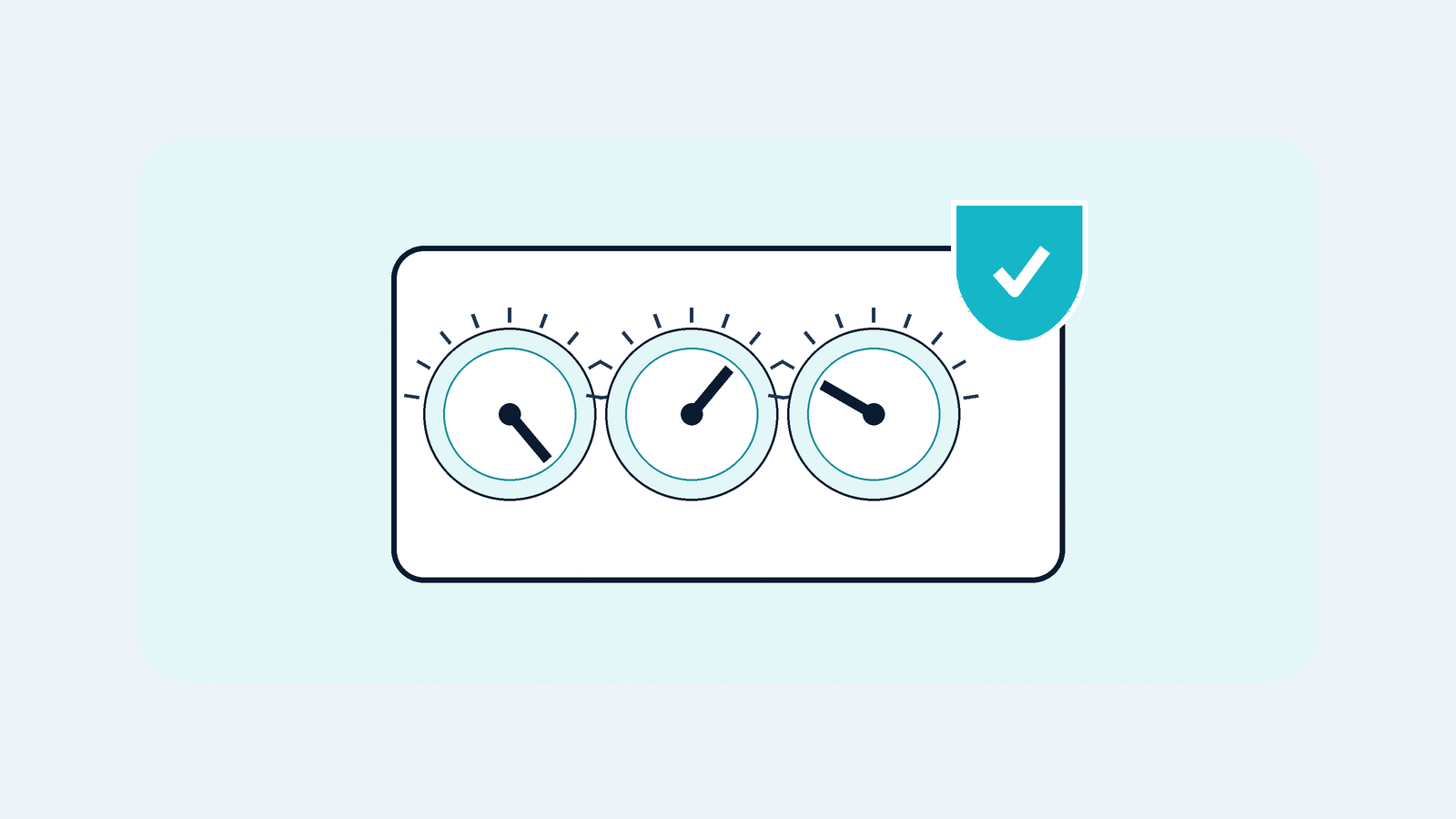 Three soft control dials beside a cyan shield, suggesting the factors that set a premium